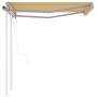 Toldo retráctil automático con postes amarillo y blanco 3x2,5 m de vidaXL, Toldos - Ref: Foro24-3069908, Precio: 468,28 €, De...