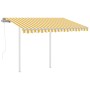 Toldo retráctil automático con postes amarillo y blanco 3x2,5 m de vidaXL, Toldos - Ref: Foro24-3069908, Precio: 468,28 €, De...