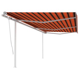 Toldo manual retráctil con postes naranja y marrón 6x3 m de vidaXL, Toldos - Ref: Foro24-3070000, Precio: 663,99 €, Descuento: %