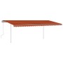 Manual retractable awning with orange and brown poles 6x3 m by vidaXL, Awnings - Ref: Foro24-3070000, Price: 663,35 €, Discou...