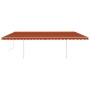 Toldo manual retráctil con postes naranja y marrón 6x3 m de vidaXL, Toldos - Ref: Foro24-3070000, Precio: 663,35 €, Descuento: %