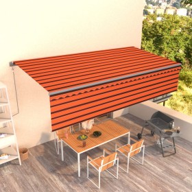 Automatic retractable awning with blind 6x3 m orange and brown by vidaXL, Awnings - Ref: Foro24-3069490, Price: 596,99 €, Dis...