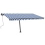 Manual retractable awning with blue and white LED 400x350 cm by vidaXL, Awnings - Ref: Foro24-3069821, Price: 563,55 €, Disco...