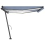 Manual retractable awning with blue and white LED 400x350 cm by vidaXL, Awnings - Ref: Foro24-3069821, Price: 563,55 €, Disco...