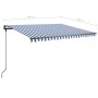 Manual retractable awning with blue and white LED 400x350 cm by vidaXL, Awnings - Ref: Foro24-3069821, Price: 563,55 €, Disco...