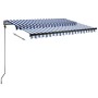 Toldo automático LED sensor de viento azul y blanco 300x250 cm de vidaXL, Toldos - Ref: Foro24-3069711, Precio: 599,26 €, Des...