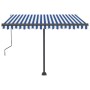 Toldo automático LED sensor de viento azul y blanco 300x250 cm de vidaXL, Toldos - Ref: Foro24-3069711, Precio: 599,26 €, Des...