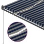 Toldo automático LED sensor de viento azul y blanco 300x250 cm de vidaXL, Toldos - Ref: Foro24-3069711, Precio: 599,26 €, Des...