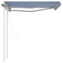 Automatic retractable awning with blue and white poles 3.5x2.5 m by vidaXL, Awnings - Ref: Foro24-3069926, Price: 459,98 €, D...