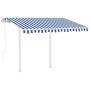 Automatic retractable awning with blue and white poles 3.5x2.5 m by vidaXL, Awnings - Ref: Foro24-3069926, Price: 459,98 €, D...