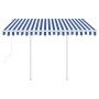 Automatic retractable awning with blue and white poles 3.5x2.5 m by vidaXL, Awnings - Ref: Foro24-3069926, Price: 459,98 €, D...