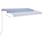 Automatic retractable awning with blue and white poles 3.5x2.5 m by vidaXL, Awnings - Ref: Foro24-3069926, Price: 459,98 €, D...