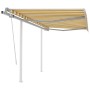 Retractable manual awning with yellow and white poles, 3x2.5 m. by vidaXL, Awnings - Ref: Foro24-3069898, Price: 327,09 €, Di...