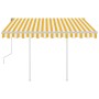 Retractable manual awning with yellow and white poles, 3x2.5 m. by vidaXL, Awnings - Ref: Foro24-3069898, Price: 327,09 €, Di...