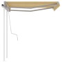 Retractable manual awning with yellow and white poles, 3x2.5 m. by vidaXL, Awnings - Ref: Foro24-3069898, Price: 327,99 €, Di...