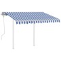 Retractable manual awning with blue and white poles 3.5x2.5 m by vidaXL, Awnings - Ref: Foro24-3069916, Price: 472,73 €, Disc...