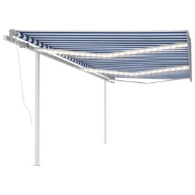 Manual retractable awning with blue and white LED 6x3.5 m by vidaXL, Awnings - Ref: Foro24-3070081, Price: 739,48 €, Discount: %