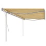 Toldo retráctil manual con postes amarillo y blanco 5x3,5 m de vidaXL, Toldos - Ref: Foro24-3070058, Precio: 519,34 €, Descue...