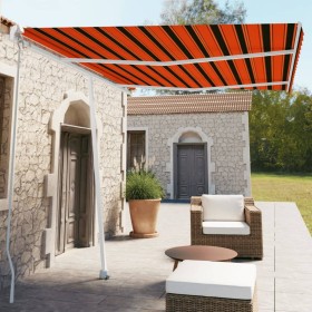 Orange and brown retractable manual foot awning 350x250 cm by vidaXL, Awnings - Ref: Foro24-3069520, Price: 483,99 €, Discoun...