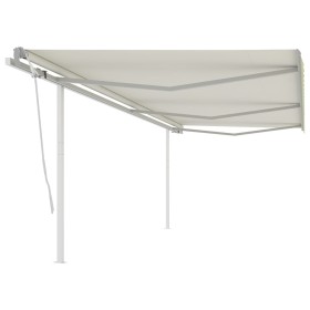 Toldo retráctil manual con postes crema 6x3,5 m de vidaXL, Toldos - Ref: Foro24-3070077, Precio: 698,99 €, Descuento: %