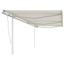 Toldo retráctil manual con postes crema 6x3,5 m de vidaXL, Toldos - Ref: Foro24-3070077, Precio: 698,29 €, Descuento: %