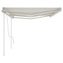 Toldo retráctil manual con postes crema 6x3,5 m de vidaXL, Toldos - Ref: Foro24-3070077, Precio: 698,29 €, Descuento: %