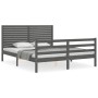 Gray solid wood bed frame with headboard 120x200 cm by vidaXL, Beds and slatted bases - Ref: Foro24-3195023, Price: 160,99 €,...