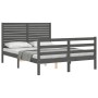 Gray solid wood bed frame with headboard 120x200 cm by vidaXL, Beds and slatted bases - Ref: Foro24-3195023, Price: 160,99 €,...