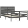 Gray solid wood bed frame with headboard 120x200 cm by vidaXL, Beds and slatted bases - Ref: Foro24-3195023, Price: 160,99 €,...