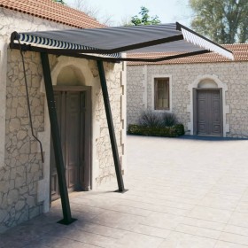 Toldo manual retráctil con postes azul y blanco 3x2,5 m de vidaXL, Toldos - Ref: Foro24-3070096, Precio: 300,99 €, Descuento: %