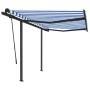 Toldo manual retráctil con postes azul y blanco 3x2,5 m de vidaXL, Toldos - Ref: Foro24-3070096, Precio: 294,31 €, Descuento: %