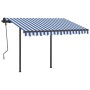 Manual retractable awning with blue and white poles 3x2.5 m by vidaXL, Awnings - Ref: Foro24-3070096, Price: 294,41 €, Discou...