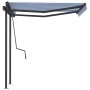 Toldo manual retráctil con postes azul y blanco 3x2,5 m de vidaXL, Toldos - Ref: Foro24-3070096, Precio: 294,31 €, Descuento: %