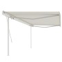 Toldo retráctil manual con postes crema 5x3,5 m de vidaXL, Toldos - Ref: Foro24-3070057, Precio: 549,84 €, Descuento: %