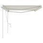 Toldo retráctil manual con postes crema 5x3,5 m de vidaXL, Toldos - Ref: Foro24-3070057, Precio: 518,56 €, Descuento: %