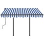 Automatic retractable awning with blue and white poles 3x2.5 m by vidaXL, Awnings - Ref: Foro24-3070106, Price: 402,33 €, Dis...