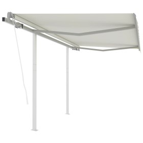 Automatic retractable awning with cream poles 3x2.5 m by vidaXL, Awnings - Ref: Foro24-3069907, Price: 468,28 €, Discount: %