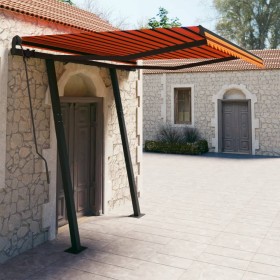 Toldo automático retráctil con postes naranja y marrón 3x2,5 m de vidaXL, Toldos - Ref: Foro24-3070110, Precio: 395,99 €, Des...