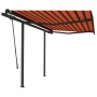 Automatic retractable awning with orange and brown poles 3x2.5 m by vidaXL, Awnings - Ref: Foro24-3070110, Price: 395,37 €, D...