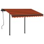 Automatic retractable awning with orange and brown poles 3x2.5 m by vidaXL, Awnings - Ref: Foro24-3070110, Price: 395,37 €, D...