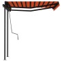 Automatic retractable awning with orange and brown poles 3x2.5 m by vidaXL, Awnings - Ref: Foro24-3070110, Price: 395,37 €, D...