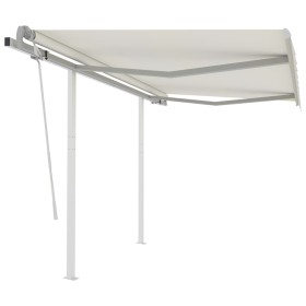 Manual retractable awning with cream poles 3x2.5 m by vidaXL, Awnings - Ref: Foro24-3069897, Price: 333,99 €, Discount: %