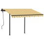 Toldo automático retráctil con postes amarillo y blanco 3x2,5 m de vidaXL, Toldos - Ref: Foro24-3070108, Precio: 385,18 €, De...