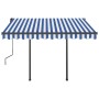 Toldo automático con LED sensor de viento azul y blanco 3x2,5 m de vidaXL, Toldos - Ref: Foro24-3070111, Precio: 572,62 €, De...