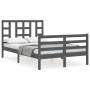 Double bed frame with gray solid wood headboard by vidaXL, Beds and slatted bases - Ref: Foro24-3193893, Price: 156,40 €, Dis...