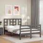 Double bed frame with gray solid wood headboard by vidaXL, Beds and slatted bases - Ref: Foro24-3193893, Price: 156,40 €, Dis...