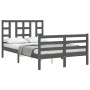 Double bed frame with gray solid wood headboard by vidaXL, Beds and slatted bases - Ref: Foro24-3193893, Price: 156,40 €, Dis...