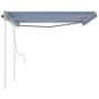 Manual retractable awning with blue and white poles 4x3 m by vidaXL, Awnings - Ref: Foro24-3069936, Price: 571,59 €, Discount: %