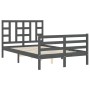 Double bed frame with gray solid wood headboard by vidaXL, Beds and slatted bases - Ref: Foro24-3193893, Price: 156,40 €, Dis...