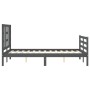 Double bed frame with gray solid wood headboard by vidaXL, Beds and slatted bases - Ref: Foro24-3193893, Price: 156,40 €, Dis...